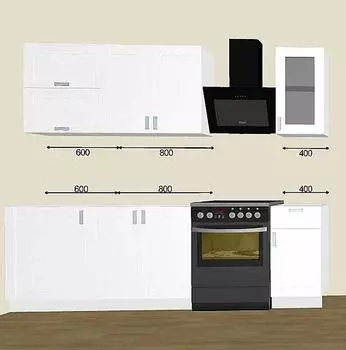 Кухня прямая Лофт Nordic Oak/Белый 2130*1800*600 Вариант 8