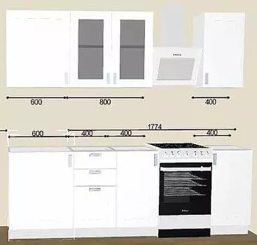 Кухня прямая Лофт Nordic Oak/Белый 2130*1800*600 Вариант 7