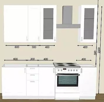 Кухня прямая Лофт Nordic Oak/Белый 2330*1700*600 Вариант 5