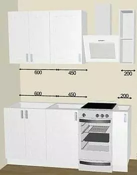 Кухня прямая Лофт Super White/Белый 2130*1250*600 Вариант 3