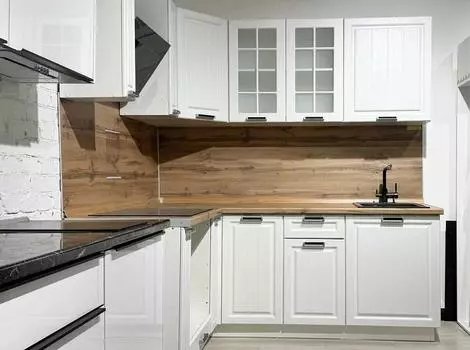 Кухня прямая Прага Белое дерево/Белый 2180*2000/900*600