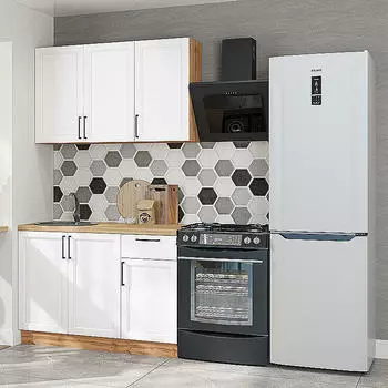 Кухня прямая Сканди-05 White Silkwood/Дуб Вотан 2140*1200*600