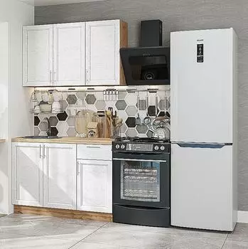 Кухня прямая Сканди-05 White Softwood/Дуб Вотан 2140*1200*600