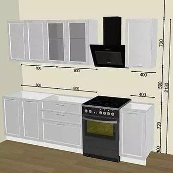 Кухня прямая Сканди White Silkwood/Белый 2130*2000*600 Вариант 3