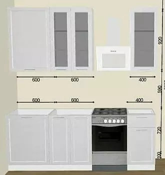 Кухня прямая Сканди White Silkwood/Белый 2330*1600*600 Вариант 4