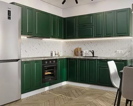 Кухня угловая Дублин-02 Special Green/Белый 2140*2200/2400*600