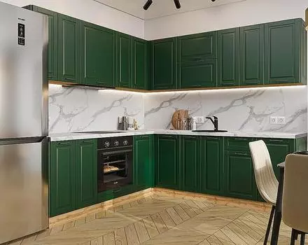 Кухня угловая Дублин-02 Special Green/Дуб Вотан 2140*2200/2400*600