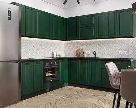 Кухня угловая Дублин-02 Special Green/Graphite 2140*2200/2400*600