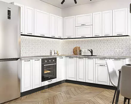 Кухня угловая Дублин-02 Special White/Graphite 2140*2200/2400*600