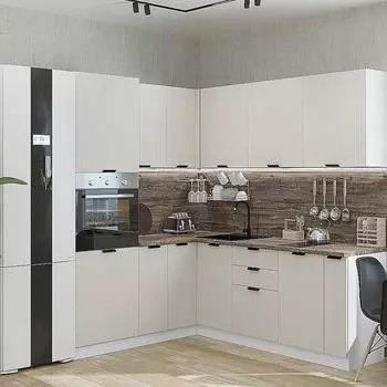 Кухня угловая Евро Лайн-04 Агат/Белый 2140*1800/2150*600