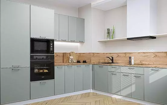 Кухня угловая Квадро-02 Аквамарин/Белый 2140*2400/2150*600