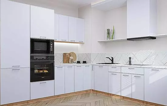 Кухня угловая Квадро-02 Белый/Дуб Вотан 2140*2400/2150*600