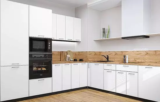 Кухня угловая Квадро-02 Белый/Graphite 2140*2400/2150*600