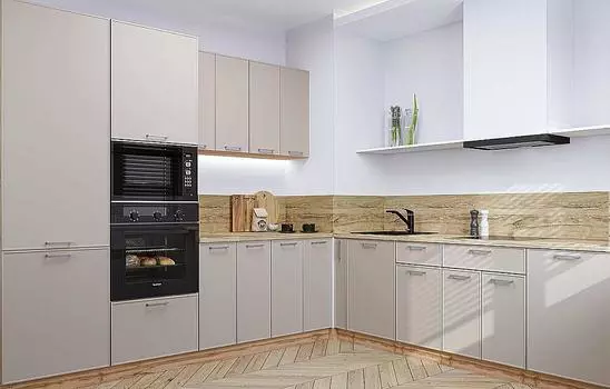 Кухня угловая Квадро-02 Кашемир/Дуб Вотан 2140*2400/2150*600