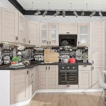 Кухня Угловая Лофт-04 Cappuccino Veralinga/Белый 2140*1700/2600*600