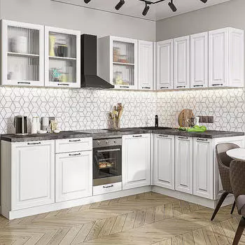 Кухня угловая Ницца Royal-02 Blanco/Белый 2140*2550/1600*600