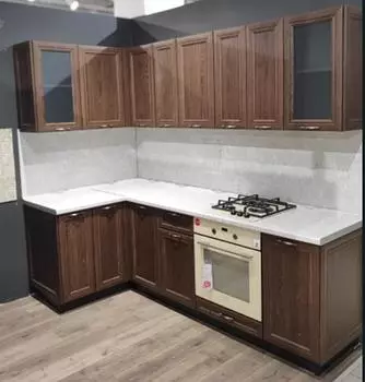 Кухня угловая Шале Brown Dreamline/Венге 2150*2400/2400*600 Выставочный образец Новокосино