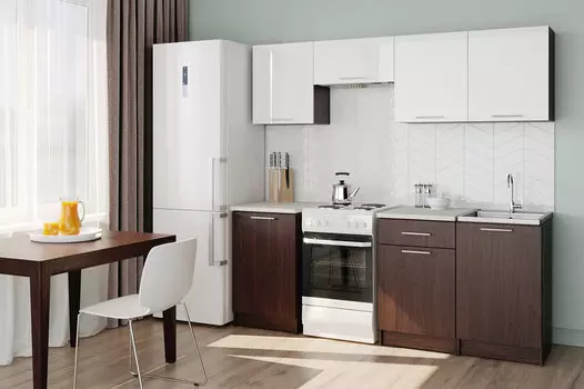 Кухонный гарнитур АДЕЛЬ Венге/Венге/Белый Глянец 2,1L