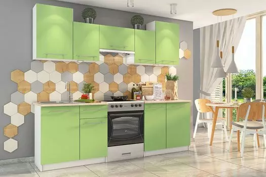 Кухонный гарнитур Бланка СТЛ.234.00РЗ Белый/Зелёный