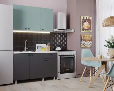 Кухонный гарнитур ДЕМИ 120 Графит/Голубой/Белый