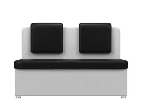 Диван кухонный прямой Маккон 2-х местный Экокожа Черный Белый