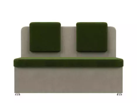 Диван кухонный прямой Маккон 2-х местный Микровельвет Зеленый Бежевый