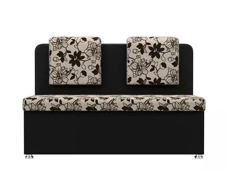 Кухонный прямой диван 2-х местный Маккон Рогожка Белый/Черный