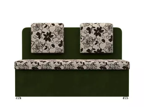 Кухонный прямой диван 2-х местный Маккон Рогожка Белый/Зеленый