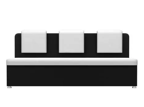 Диван кухонный прямой Маккон 3-х местный Экокожа Белый Черный