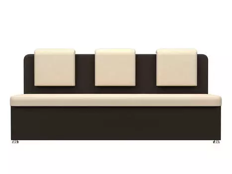 Диван кухонный прямой Маккон 3-х местный Экокожа Бежевый Коричневый