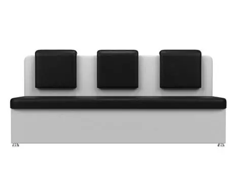 Диван кухонный прямой Маккон 3-х местный Экокожа Черный Белый