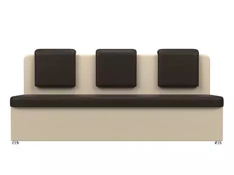 Диван кухонный прямой Маккон 3-х местный Экокожа Коричневый Бежевый