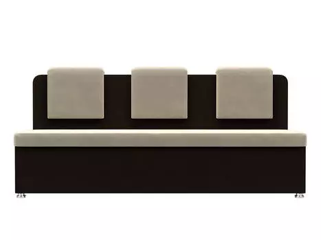 Диван кухонный прямой Маккон 3-х местный Микровельвет Бежевый Коричневый