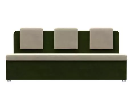 Диван кухонный прямой Маккон 3-х местный Микровельвет Бежевый Зеленый