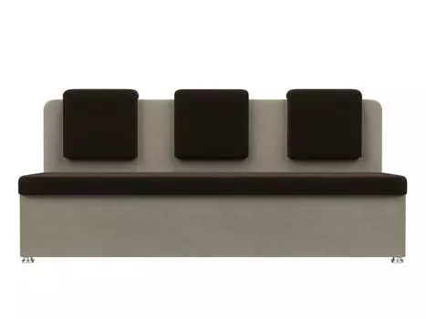 Диван кухонный прямой Маккон 3-х местный Микровельвет Коричневый Бежевый