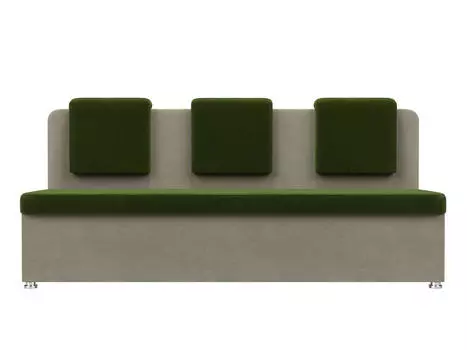 Диван кухонный прямой Маккон 3-х местный Микровельвет Зеленый Бежевый
