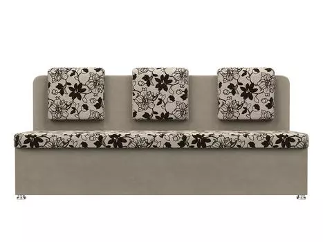 Кухонный прямой диван 3-х местный Маккон Рогожка Белый Микровельвет Бежевый