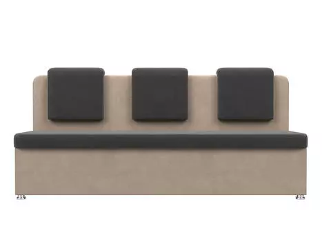 Диван кухонный прямой Маккон 3-х местный Велюр Серый Бежевый