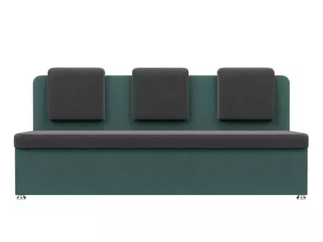 Диван кухонный прямой Маккон 3-х местный Велюр Серый Бирюзовый