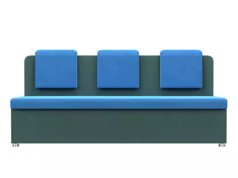 Диван кухонный прямой Маккон 3-х местный Велюр Голубой Бирюзовый