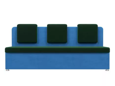Диван кухонный прямой Маккон 3-х местный Велюр Зелёный Синий