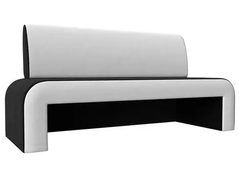 Кухонный прямой диван Кармен Микровельвет/Экокожа Чёрный/Белый