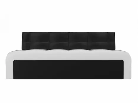 Диван кухонный прямой Люксор Экокожа Белый Черный