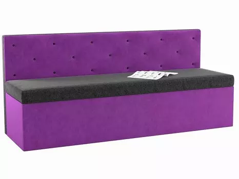 Кухонный прямой диван Салвадор Микровельвет Черный/Фиолетовый