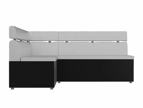 Диван кухонный угловой Классик левый Экокожа Белый Черный