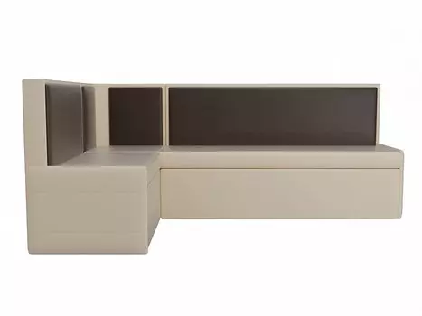 Диван кухонный угловой Кристина левый Экокожа Бежевый Коричневый