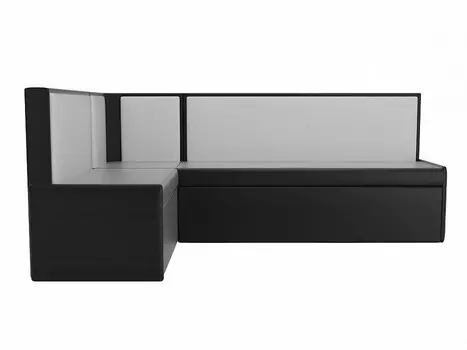 Диван кухонный угловой Кристина левый Экокожа Черный Белый