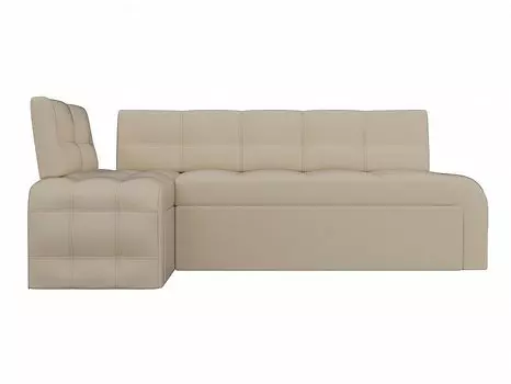 Кухонный угловой диван левый Люксор Экокожа Бежевый