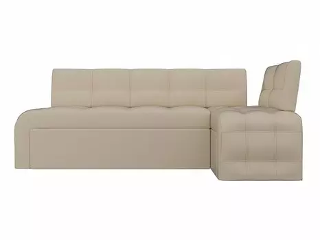 Кухонный угловой диван Люксор правый экокожа Бежевый