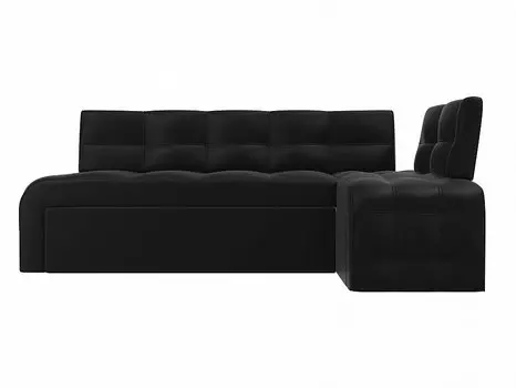 Кухонный угловой диван Люксор правый экокожа Черный